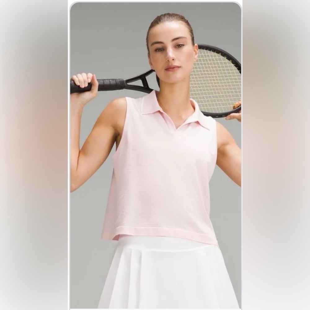 Lululemon swiftly tech sleeveless polo light pink tennis padel pickleball